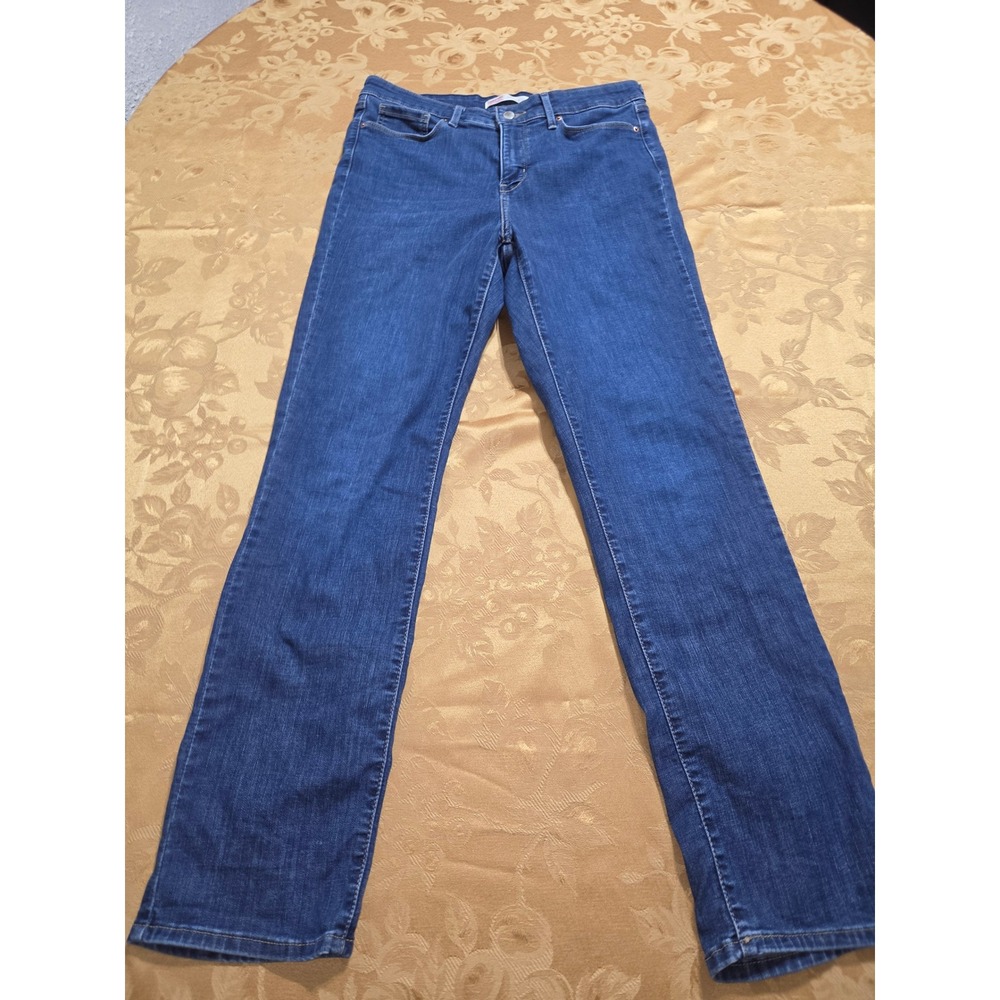 Levis 314 Straight Leg Jeans Women's 12 w31 Dark Wash Blue Mid‎ Rise Stretch